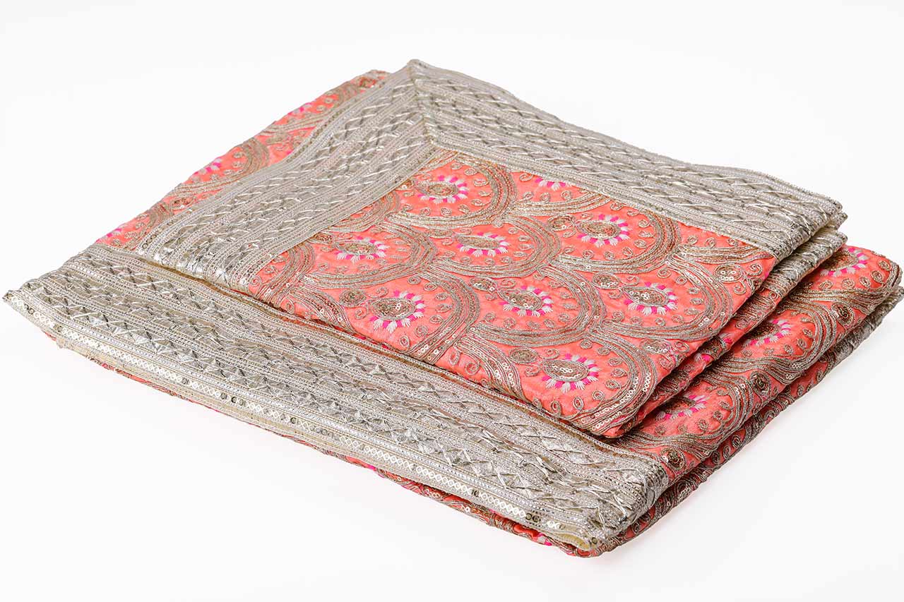 Coral Pink colour Embroided Double Rumala Sahib Coral Pink colour Embroided Double Rumala Sahib